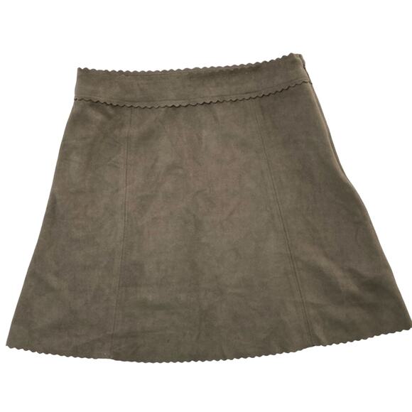 Altar'd State Dresses & Skirts - Altar’d State High Waisted Faux Suede Olive Mini Skirt Medium